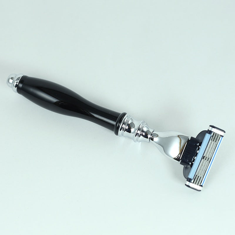 Men shaving brush and set of 3 blades for shaving