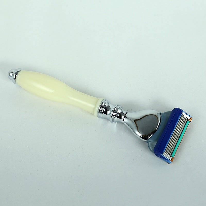 Men shaving brush and set of 3 blades for shaving