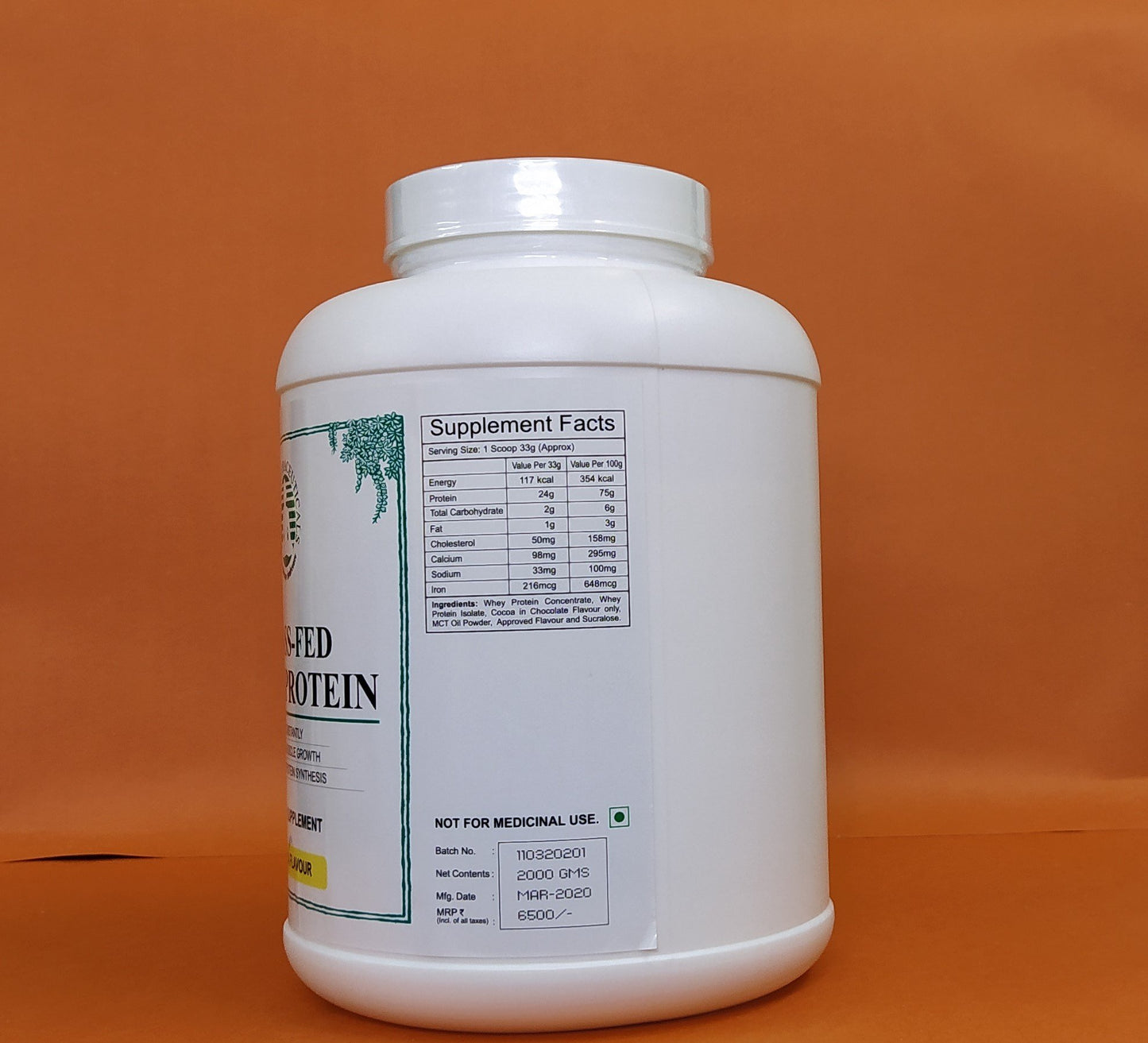 Grass Fed Whey Protein Concentrate - Vanilla Flavour